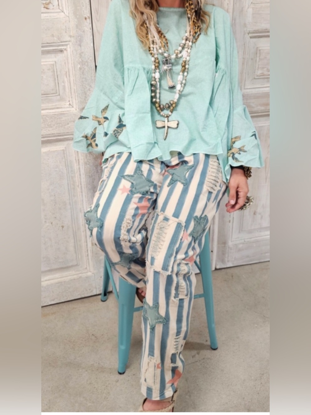 NWT A Rare Bird Stars and Stripes Pants Sz XL - Picture 3 of 4